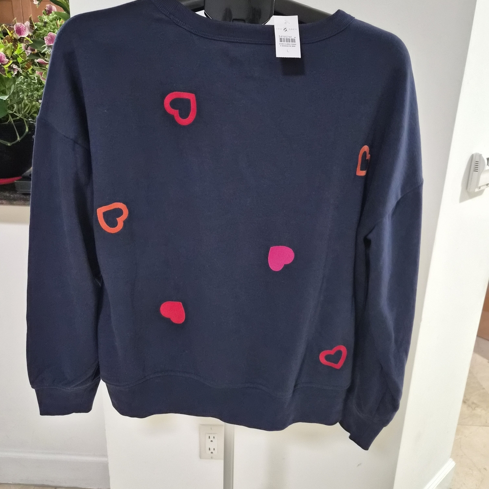 Heart Patterned Navy Sweater NWT - image 6